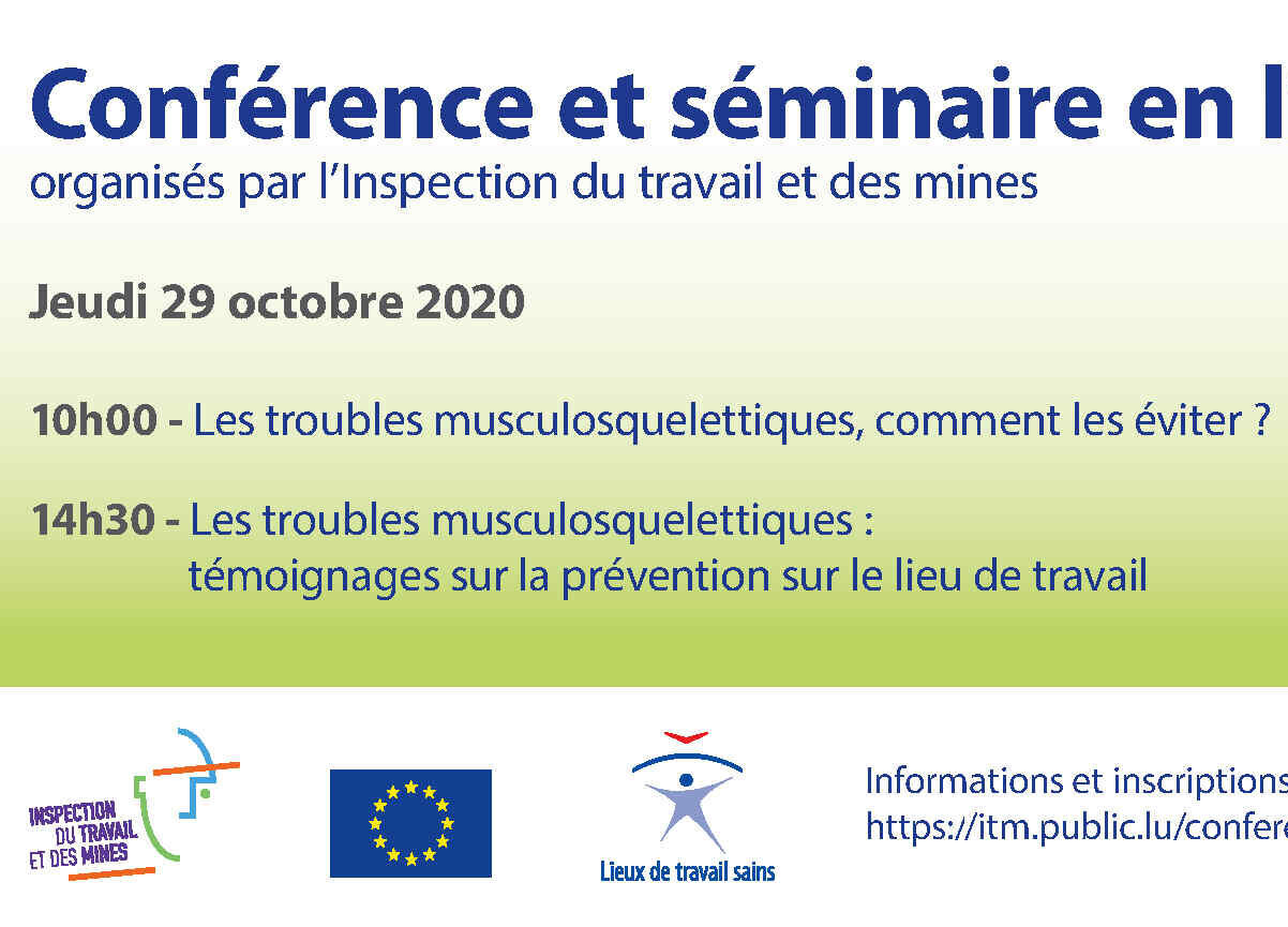 Journée du 29.10.2020 : Conférence et séminaire en ligne – Les troubles musculosquelettiques (TMS)